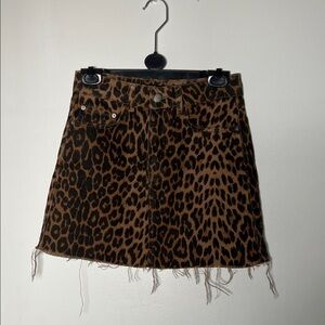 Zara Brown & Black Leopard-Print Mini Skirt